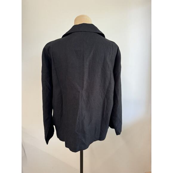 NWT Eileen Fisher black soft Linen shirt Blouse cover button roll up slv SIZE PM - Picture 5 of 11